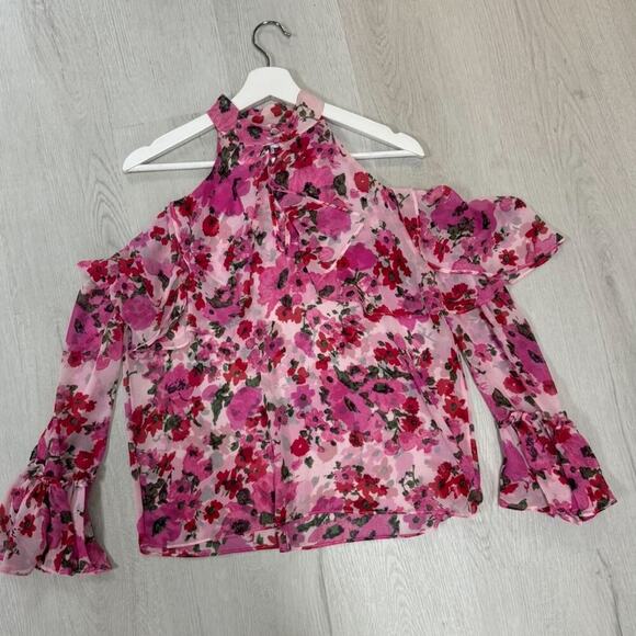 Misa Los Angeles Cold Shoulder Floral Blouse. - Picture 5 of 8